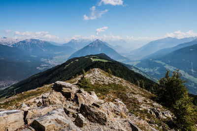 Scenic view of mountains against sky