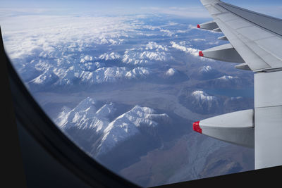 Aerial view of snowcapped mountains