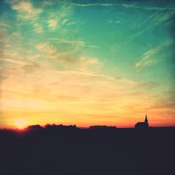 Silhouette of landscape at sunset