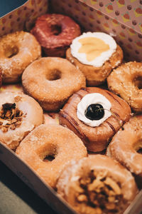 High angle view of bread in container