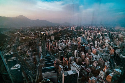 High angle view of townscape against sky