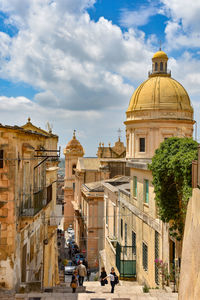 The dome of cathesral in noto, old city in sicily region, italy.