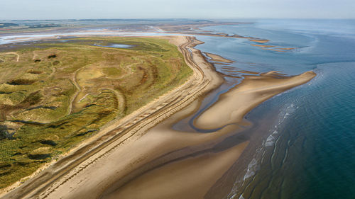 Blakeney point, channels and marshes.