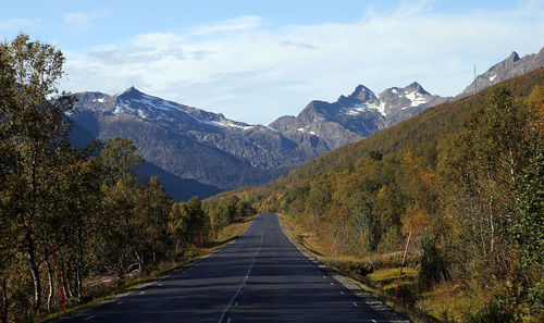 Road amidst trees against sky