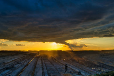 Panoramic view of hambach surface mine, germany.
