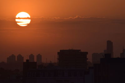 Silhouette buildings against sky during sunset