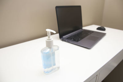 Close-up of laptop on table