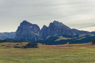 Scenic view of landscape and mountains against sky