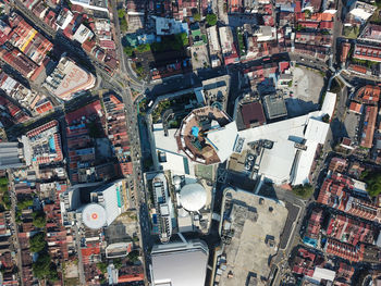 Aerial view komtar building at top.