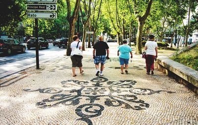 People walking on footpath