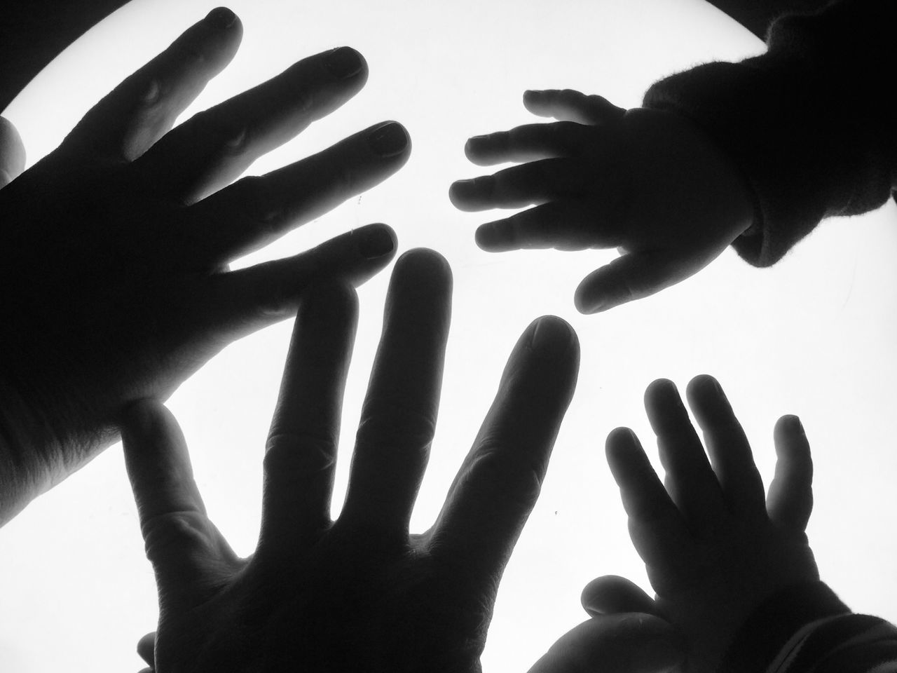 CLOSE-UP OF HAND TOUCHING SHADOW ON HUMAN FINGER