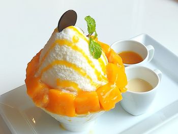 Close-up of ice cream in plate