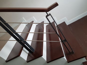 High angle view of staircase on table at home