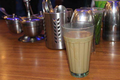 Close-up of coffee cup on table