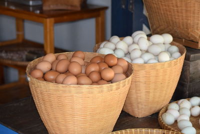 Close-up of vegetables in basket for sale