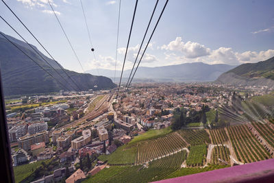 Aerial view of townscape against sky