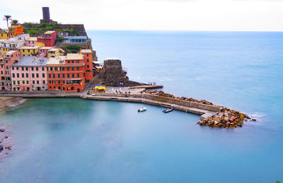 Beautiful landscape view of vernazza famous landmark at cinque terre italy.