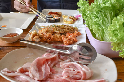 Close-up of food served in plate