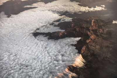 High angle view of volcanic mountain