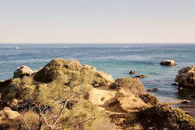 Scenic view of sea against clear sky