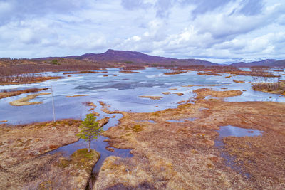 Scenic view of lake against sky