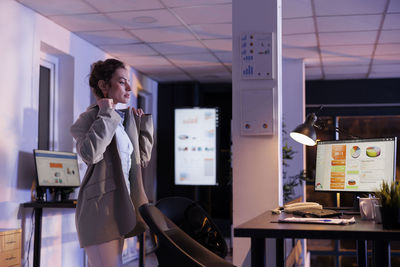 Young businesswoman working in office