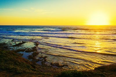 Scenic view of sea at sunset