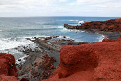 Scenic view of sea seen from cliff at lanzarote