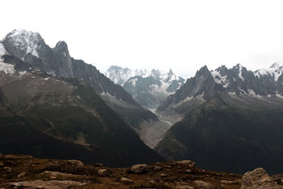 Scenic view of mountains against clear sky