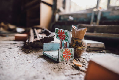 Close-up of box on table