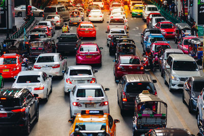 High angle view of traffic on city street