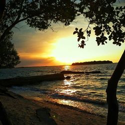 Scenic view of sea against sky at sunset