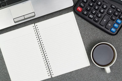 High angle view of mobile phone on table