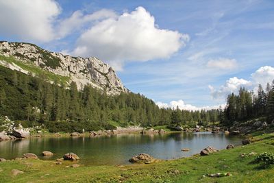 Scenic view of lake and mountains