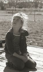 Woman standing in water