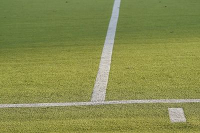 High angle view of soccer field