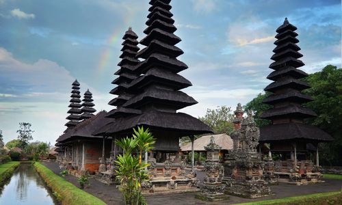 Low angle view of temple against sky