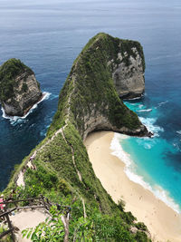 High angle view of rocks on beach