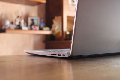 Close-up of laptop on table