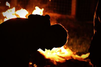 Close-up of silhouette fire