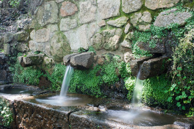 Water fountain against wall