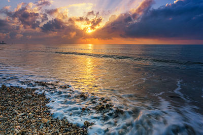 Scenic view of sea against sky during sunset