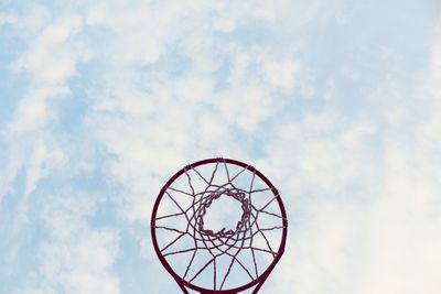 Low angle view of basketball hoop against sky