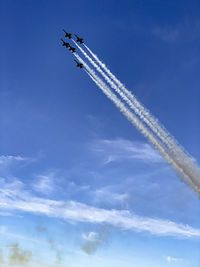 Low angle view of airplane flying in sky