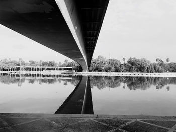 Bridge over lake against sky