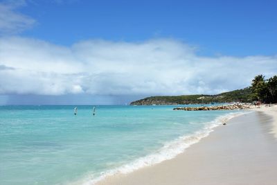 Scenic view of sea against cloudy sky