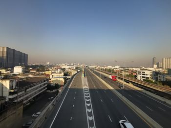 High angle view of highway in city