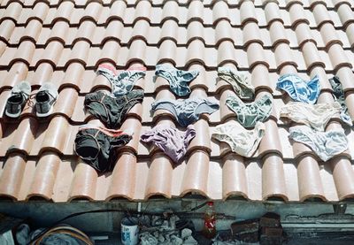 Full frame shot of building roof with underwear 