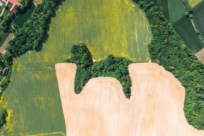 High angle view of road sign