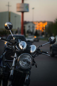 Close-up of bicycle on street